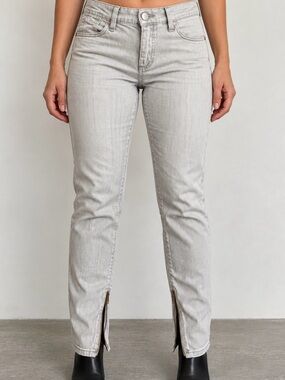 BCBG Max Azria 99% Cotton Gray Skinny Jeans Size 30 Ankle Zip
